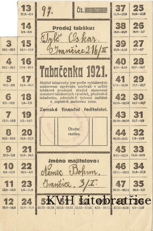 tabačenka 1921